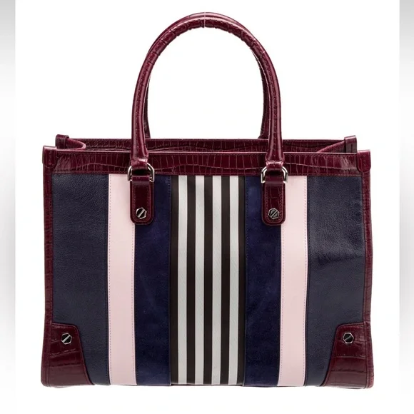 Henri Bendel Multicolor Leather Striped Tote Bag - EUC! - Picture 5 of 7